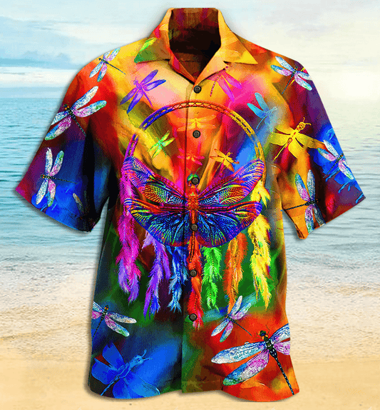 Dragonfly Rainbow Hawaiian Shirt For Summer, Dragonfly Colorful Love Life Hawaiian Shirts Outfit For Men Women, Dragonfly Lovers - Amzanimalsgift