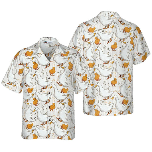 Duck Hawaiian Shirt, Cartoon Duck, Funny Duck Aloha Shirt For Men Women - Perfect Gift For Duck Lovers, Husband, Boyfriend, Friend, Family - Amzanimalsgift