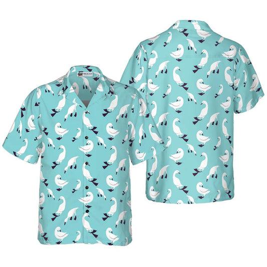 Duck Hawaiian Shirt, Ducks In Blue Aloha Shirt For Men Women - Perfect Gift For Duck Lovers, Husband, Boyfriend, Friend, Family - Amzanimalsgift