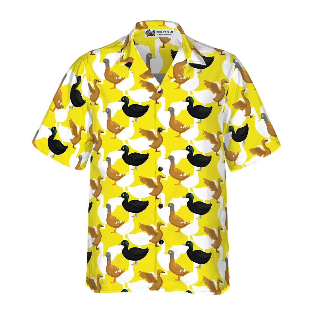 Duck Hawaiian Shirt, Ducks On The Farm Aloha Shirt For Men Women - Perfect Gift For Duck Lovers, Husband, Boyfriend, Friend, Family - Amzanimalsgift
