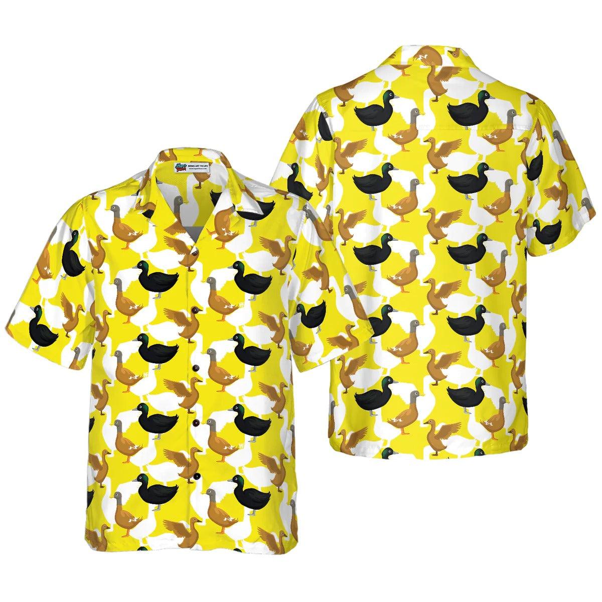 Duck Hawaiian Shirt, Ducks On The Farm Aloha Shirt For Men Women - Perfect Gift For Duck Lovers, Husband, Boyfriend, Friend, Family - Amzanimalsgift