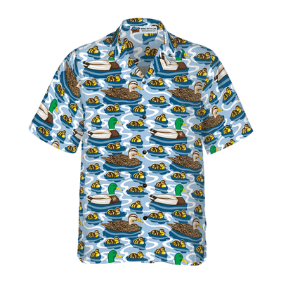 Duck Hawaiian Shirt, Rouen Duck Family Aloha Shirt For Men - Perfect Gift For Husband, Boyfriend, Friend, Family - Amzanimalsgift