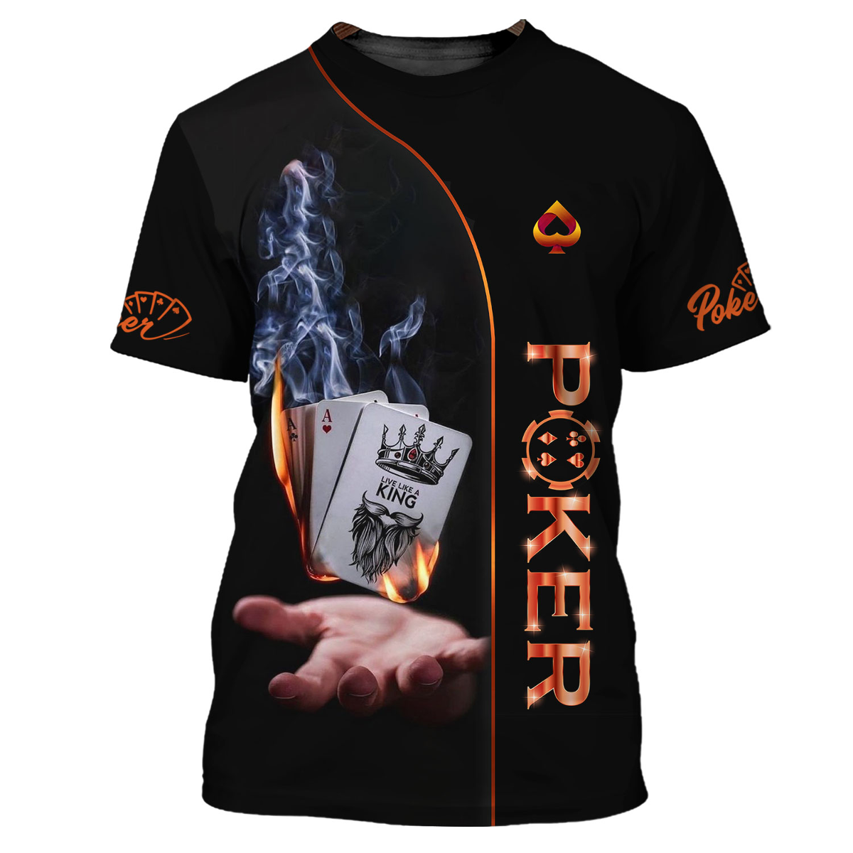 Customized Poker Shirt, Poker In Hands Live Like A King Shirts, Perfect Outfit For Poker Players