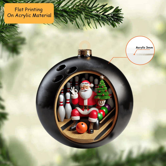Personalized Bowling Ball Home Decor  Acrylic Ornament, Bowling Christmas Keychain, Car Ornament, Christmas Ornament Gifts