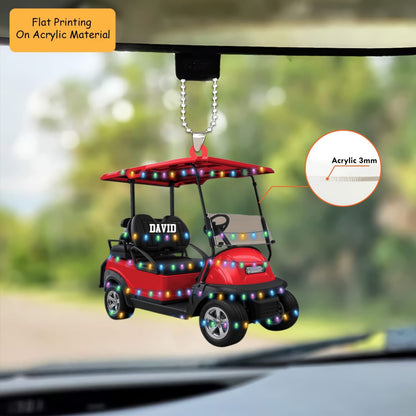 Personalized Golf  Cart Acrylic Ornament, Golf Keychain, Car Ornament, Christmas Ornament Gifts