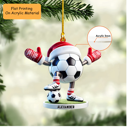 Personalized Soccer Christmas Ornament, Christmas Soccer Ball, Custom Ornament Christmas Gift, Keychain Soccer, Car Ornament Soccer