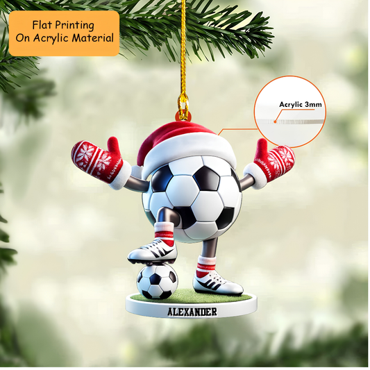 Personalized Soccer Christmas Ornament, Christmas Soccer Ball, Custom Ornament Christmas Gift, Keychain Soccer, Car Ornament Soccer