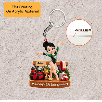 Personalized Gymnastics Christmas Ornament, Just A Girl Who Loves Gymnastics Setup, Custom Ornament Christmas Gift, Keychain Gymnastics, Car Ornament Gymnastics