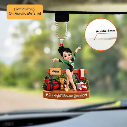Personalized Gymnastics Christmas Ornament, Just A Girl Who Loves Gymnastics Setup, Custom Ornament Christmas Gift, Keychain Gymnastics, Car Ornament Gymnastics