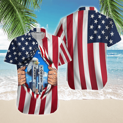 Eagle American Flag Twin Towers Patriot Day Aloha Hawaiian Shirts For Men Women, 4th Of July Gift For Summer, Friend, Family, Independence Day - Amzanimalsgift