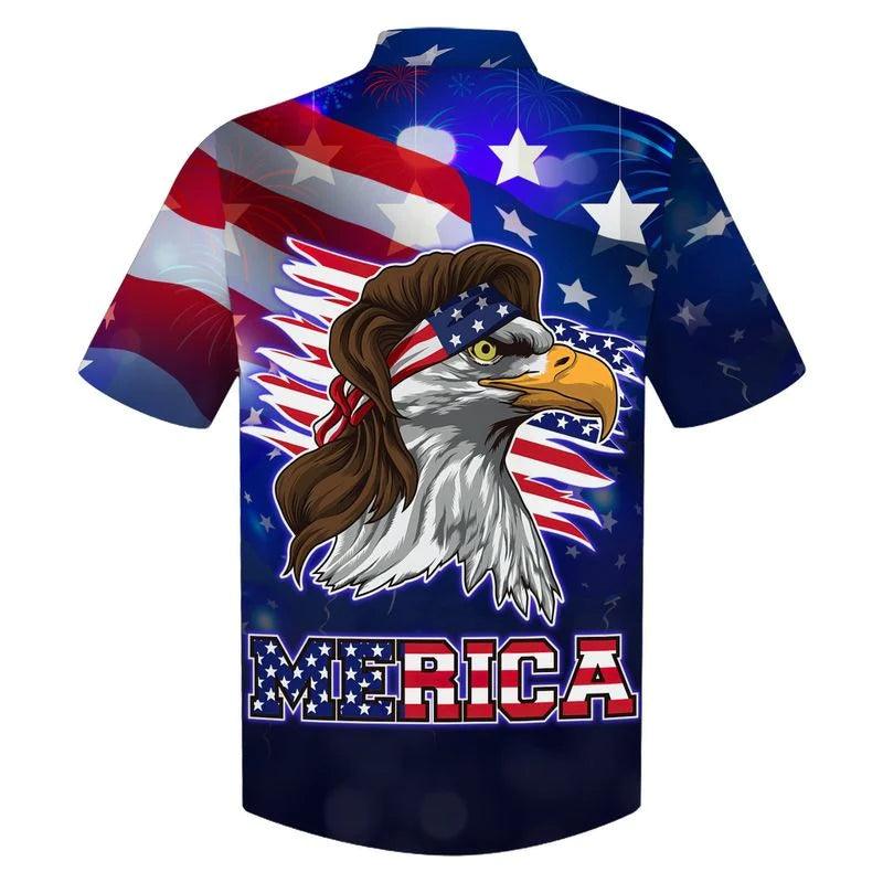 Eagle Independence Day Aloha Hawaiian Shirts For Summer, Blue Merican Fourth Of July USA Flag Aloha Hawaiian Shirt For Men Women, Patriot - Amzanimalsgift