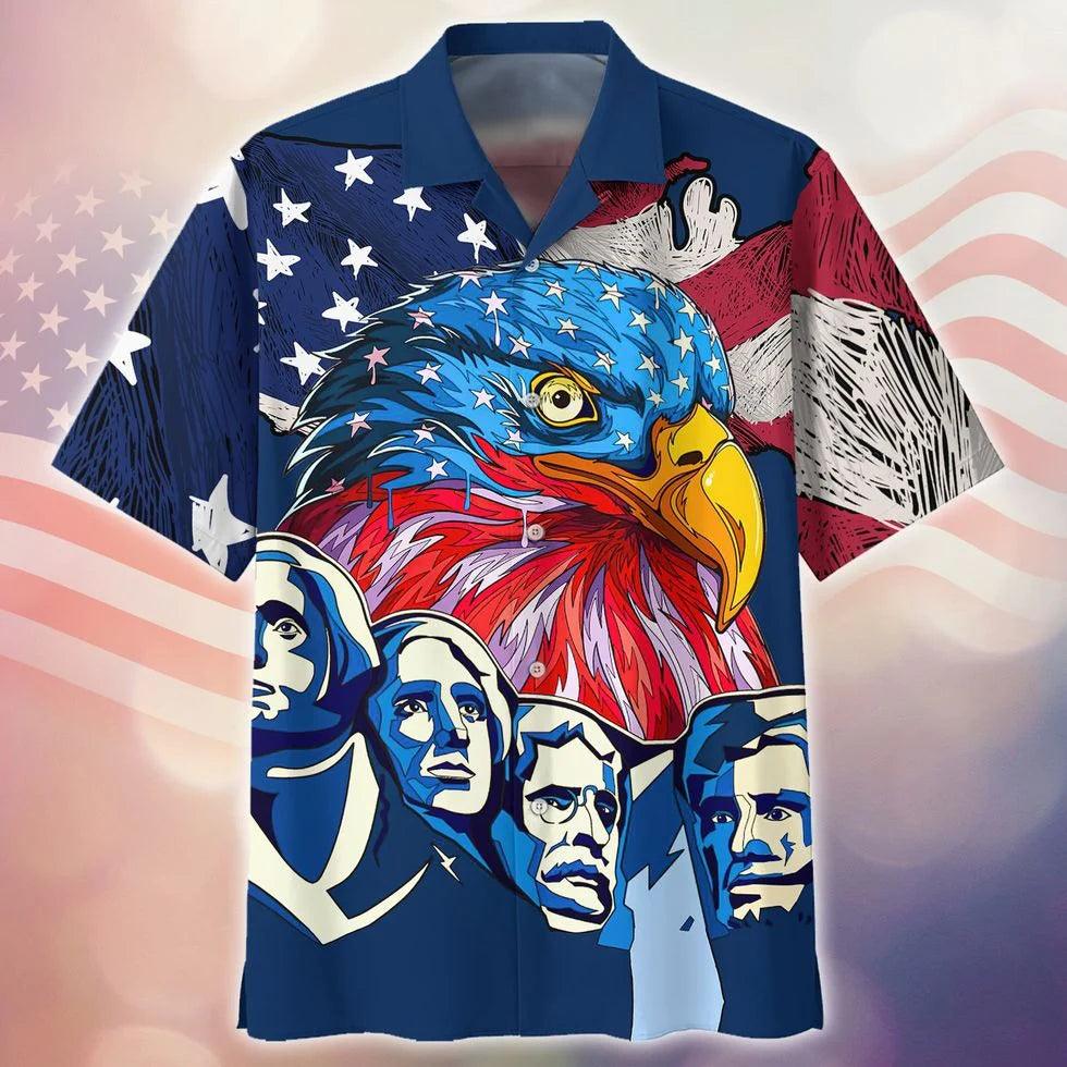 Eagle Independence Day Aloha Hawaiian Shirts For Summer, Happy Fourth Of July Hawaiian Shirt For Men Women, Gift For Eagle Lover, 4th July America - Amzanimalsgift