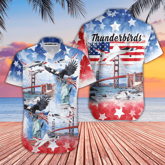 Eagle Thunderbirds USAF Air Independence Day Happy The 4th Of July Aloha Hawaiian Shirts For Men Women, American Flag Hawaiian Shirt For Summer - Amzanimalsgift