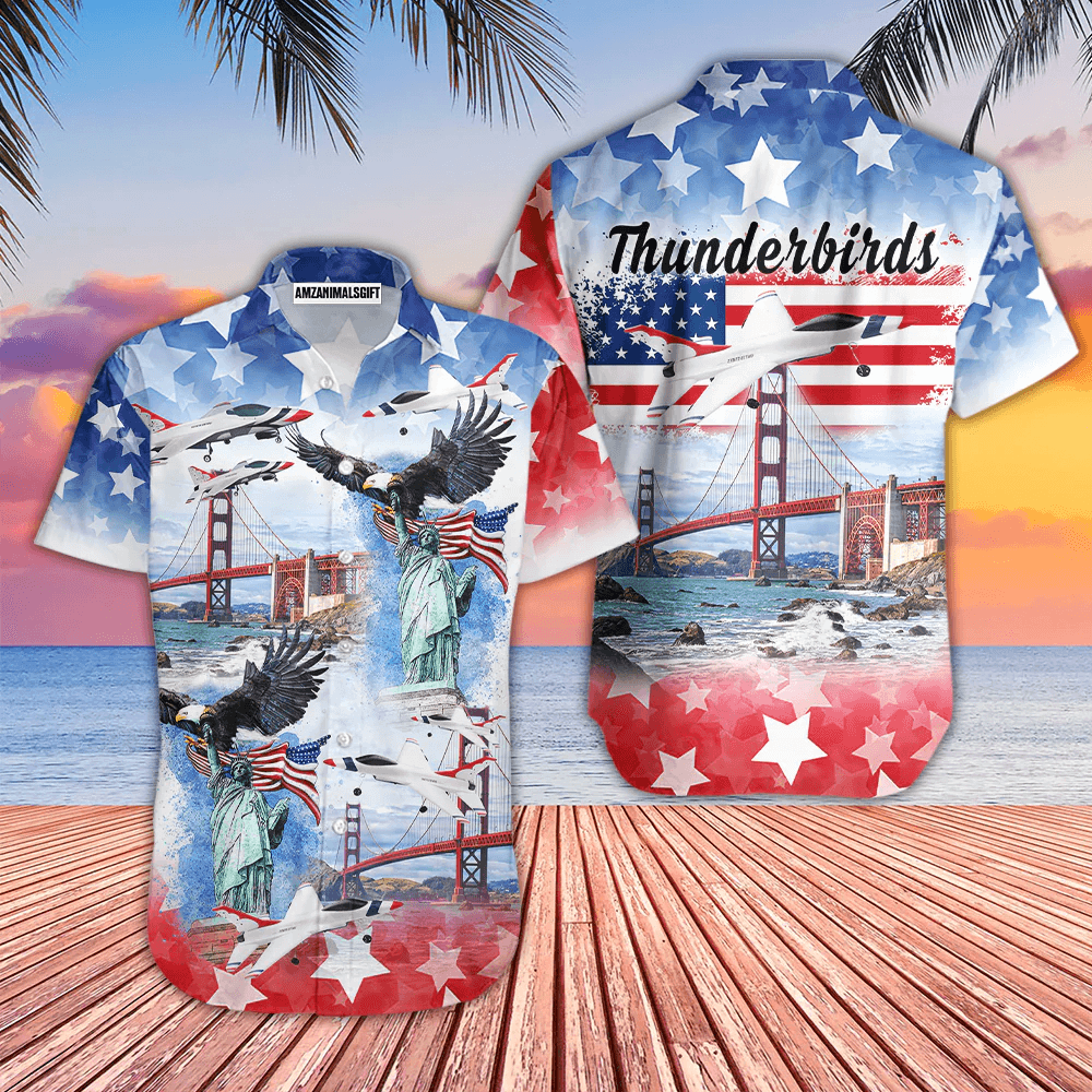 Eagle Thunderbirds USAF Air Independence Day Happy The 4th Of July Aloha Hawaiian Shirts For Men Women, American Flag Hawaiian Shirt For Summer - Amzanimalsgift