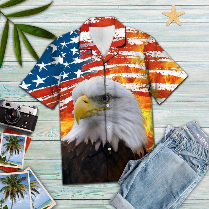Eagle USA Flag Colourful Aloha Hawaiian Shirts For Men Women, American Flag Hawaiian Shirt, 4th July Gift For Summer, Friend, Independence Day - Amzanimalsgift