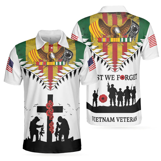 Eagles American Flag Veteran Men Polo Shirt, Lest We Forget Vietnam Veteran Polo Shirt, Best Gift Idea For Vietnam Veterans - Amzanimalsgift