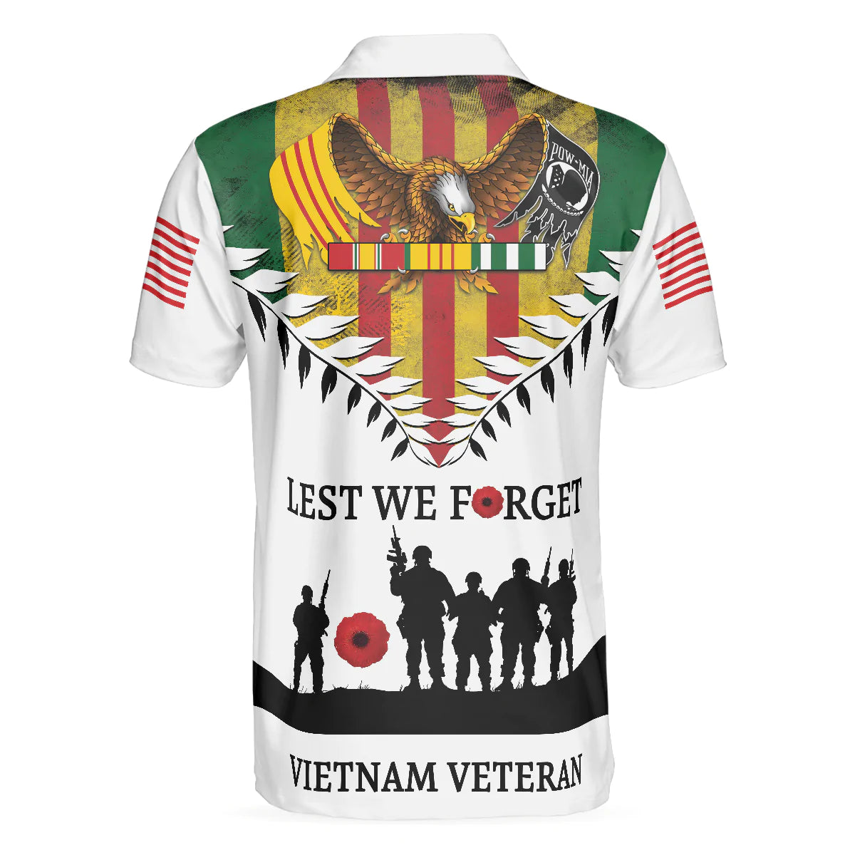 Eagles American Flag Veteran Men Polo Shirt, Lest We Forget Vietnam Veteran Polo Shirt, Best Gift Idea For Vietnam Veterans - Amzanimalsgift
