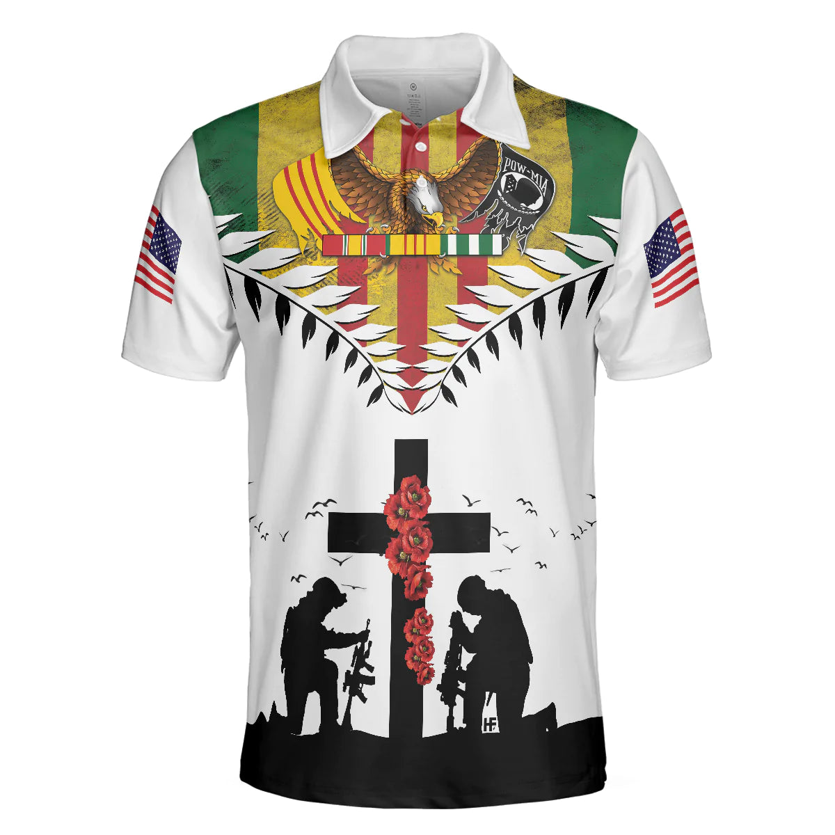Eagles American Flag Veteran Men Polo Shirt, Lest We Forget Vietnam Veteran Polo Shirt, Best Gift Idea For Vietnam Veterans - Amzanimalsgift