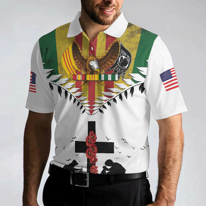 Eagles American Flag Veteran Men Polo Shirt, Lest We Forget Vietnam Veteran Polo Shirt, Best Gift Idea For Vietnam Veterans - Amzanimalsgift