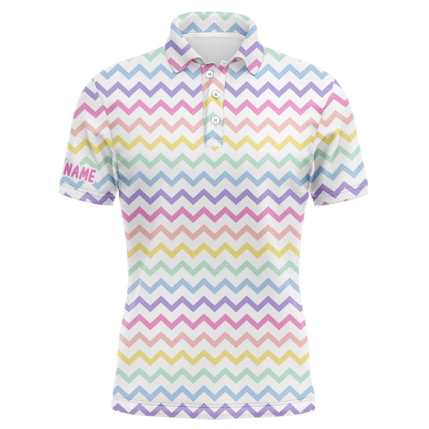 Easter Men Polo Shirt - Custom Name Rainbow Colors Pattern Apparel - Personalized Gift For Golf Lover, Team, Husband, Boyfriend, Men - Amzanimalsgift