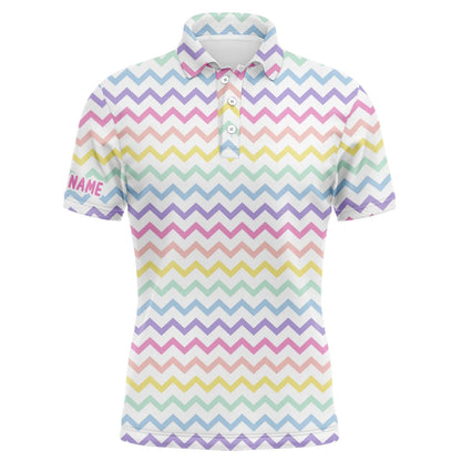 Easter Men Polo Shirt - Custom Name Rainbow Colors Pattern Apparel - Personalized Gift For Golf Lover, Team, Husband, Boyfriend, Men - Amzanimalsgift