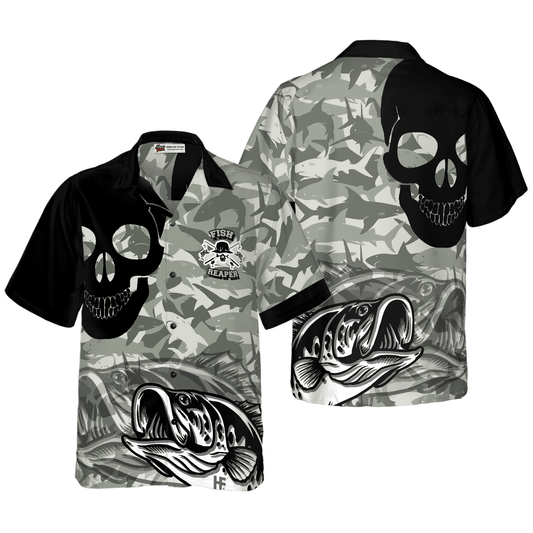 Eat Sleep Fishing Repeat Skull Camouflage Aloha Hawaiian Shirt For Summer, Colorful Shirt For Men Women, Perfect Gift For Friend, Team, Fishing Lovers - Amzanimalsgift