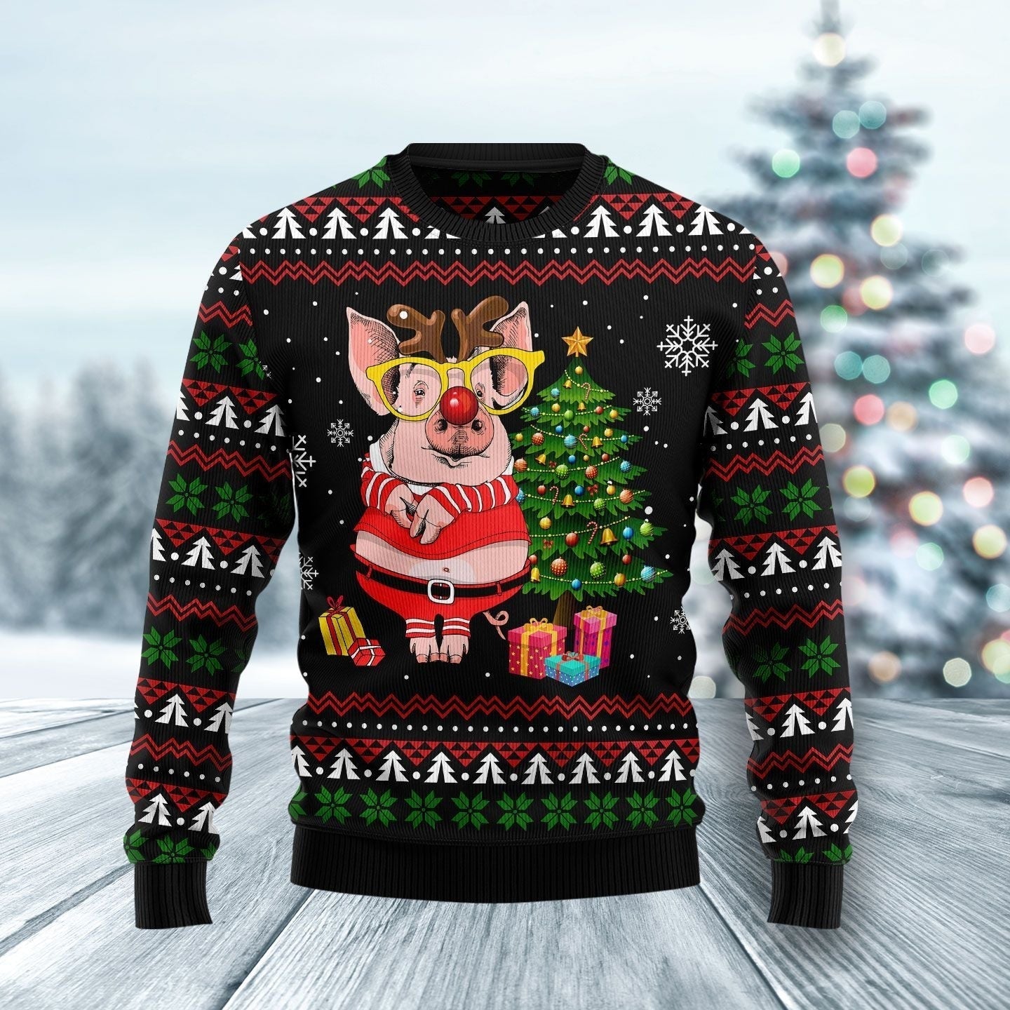 Pig Gorgeous Reindeer Ugly Christmas Sweater, Perfect Outfit For Christmas, Winter, New Year Of Pig Lovers