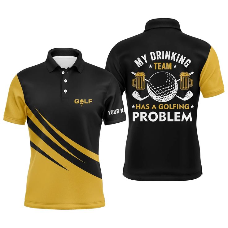 Custom Golf Long Sleeve Men Polo Shirt - Beer And Golf Men Polo Shirt, My Drinking Team Has A Golfing Problem- Perfect Polo Shirt For Men, Golf Lover