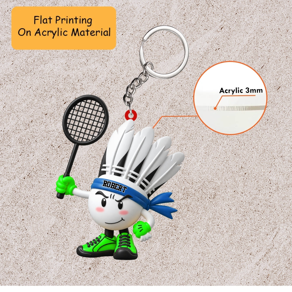 Personalized Badminton Christmas Ornament, Fierce Shuttlecock Mascot With Racket, Custom Ornament Christmas Gift, Keychain Badminton, Car Ornament Badminton