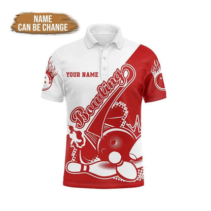 Bowling Custom Men Polo Shirt - Customize Name Bowling Strike Bowling Ball And Pins Personalized Bowling Polo Shirt - Perfect Gift For Friend, Family
