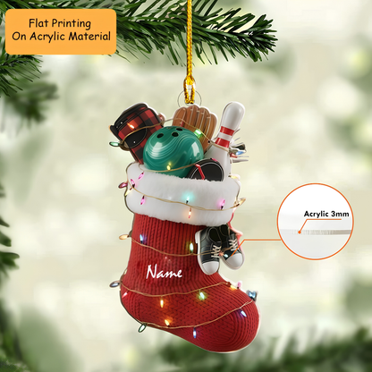 Personalized Bowling Ball Ornament, Bowling Christmas Keychain, Car Ornament, Christmas Ornament Gifts