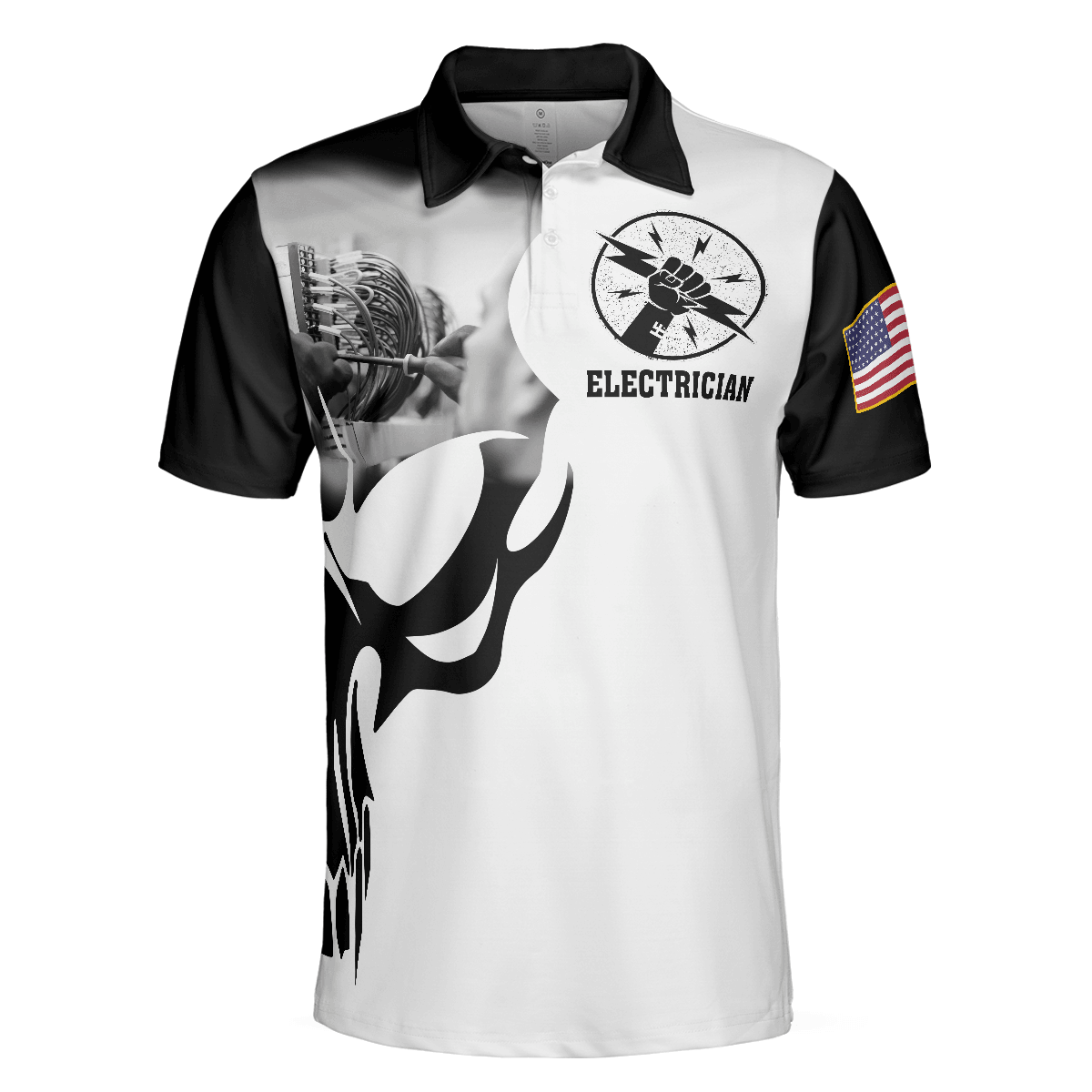 Electrician Proud Skull Black And White Men Polo Shirt, If You Think You Can Do My Job Electrician Shirt For Men, Gift For Electrician - Amzanimalsgift