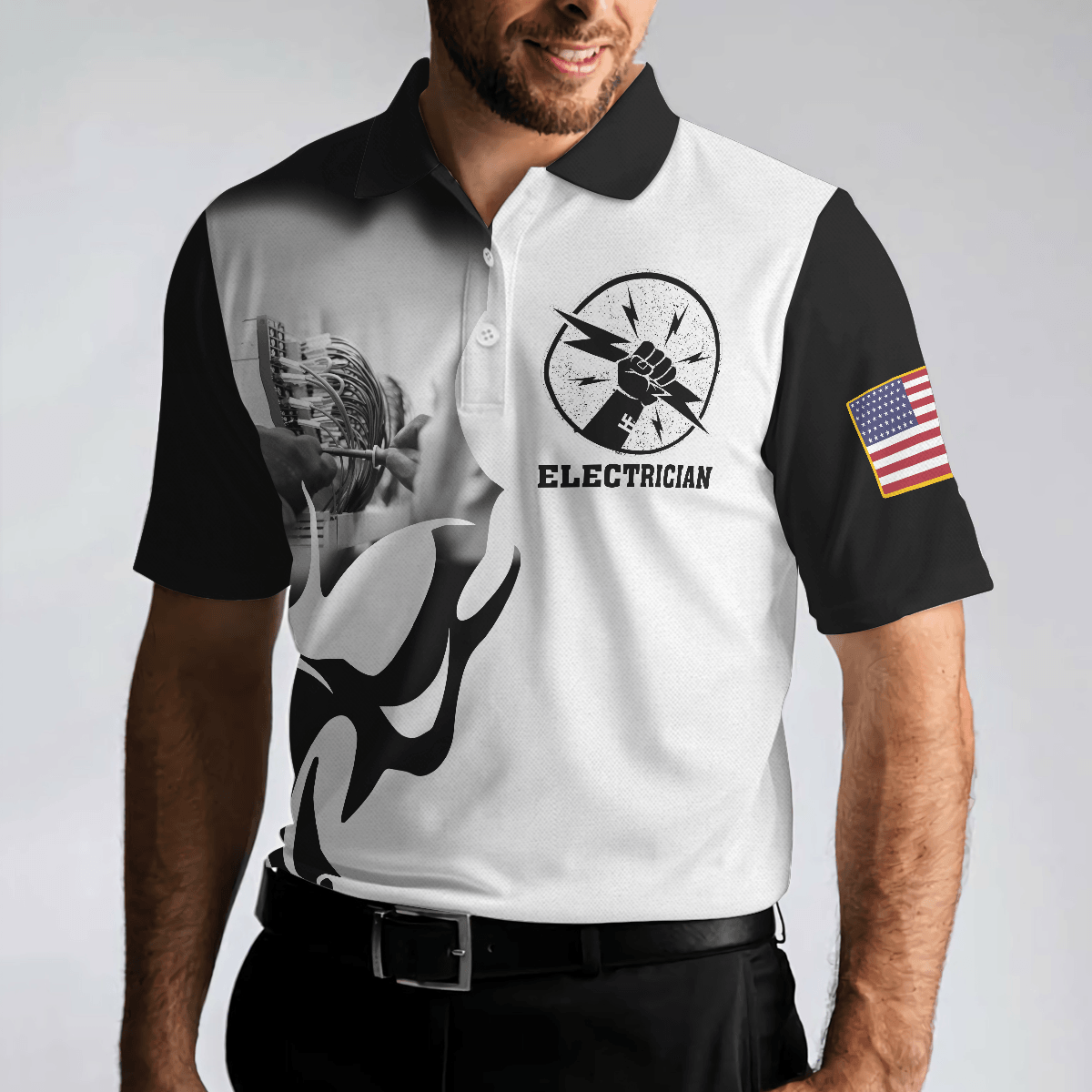 Electrician Proud Skull Black And White Men Polo Shirt, If You Think You Can Do My Job Electrician Shirt For Men, Gift For Electrician - Amzanimalsgift