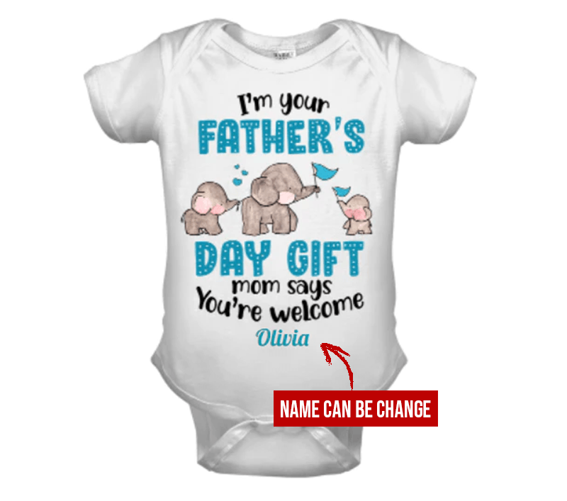 Elephant Personalized Baby Onesie - For Newborn Baby I'm Your Father's Day Gift Funny, Newborn Onesies - Perfect Gift For Baby, Baby Gift Onesie - Amzanimalsgift