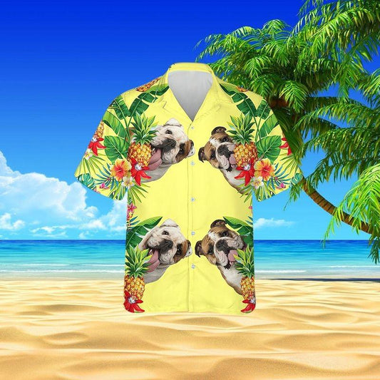 English Bulldog Aloha Hawaiian Shirt - Tropical English Bulldog Hawaiian Shirt, Tropical Pineapple Hawaiian Shirt For Men & Women, Bulldog Lover - Amzanimalsgift