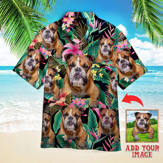 English Bulldog Custom Photo Hawaiian Shirt, Personalized Hawaiian Shirts - Perfect Gift For Dog Lovers, Family, Friends - Amzanimalsgift
