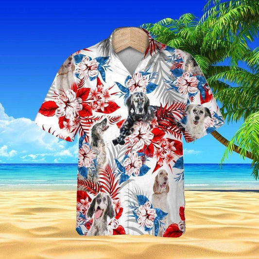 English Setter Aloha Hawaiian Shirt - Happy English Setter Dog Hawaiian Shirt, Tropical Leaves Hawaiian Shirt For Men & Women, English Setter Lover - Amzanimalsgift