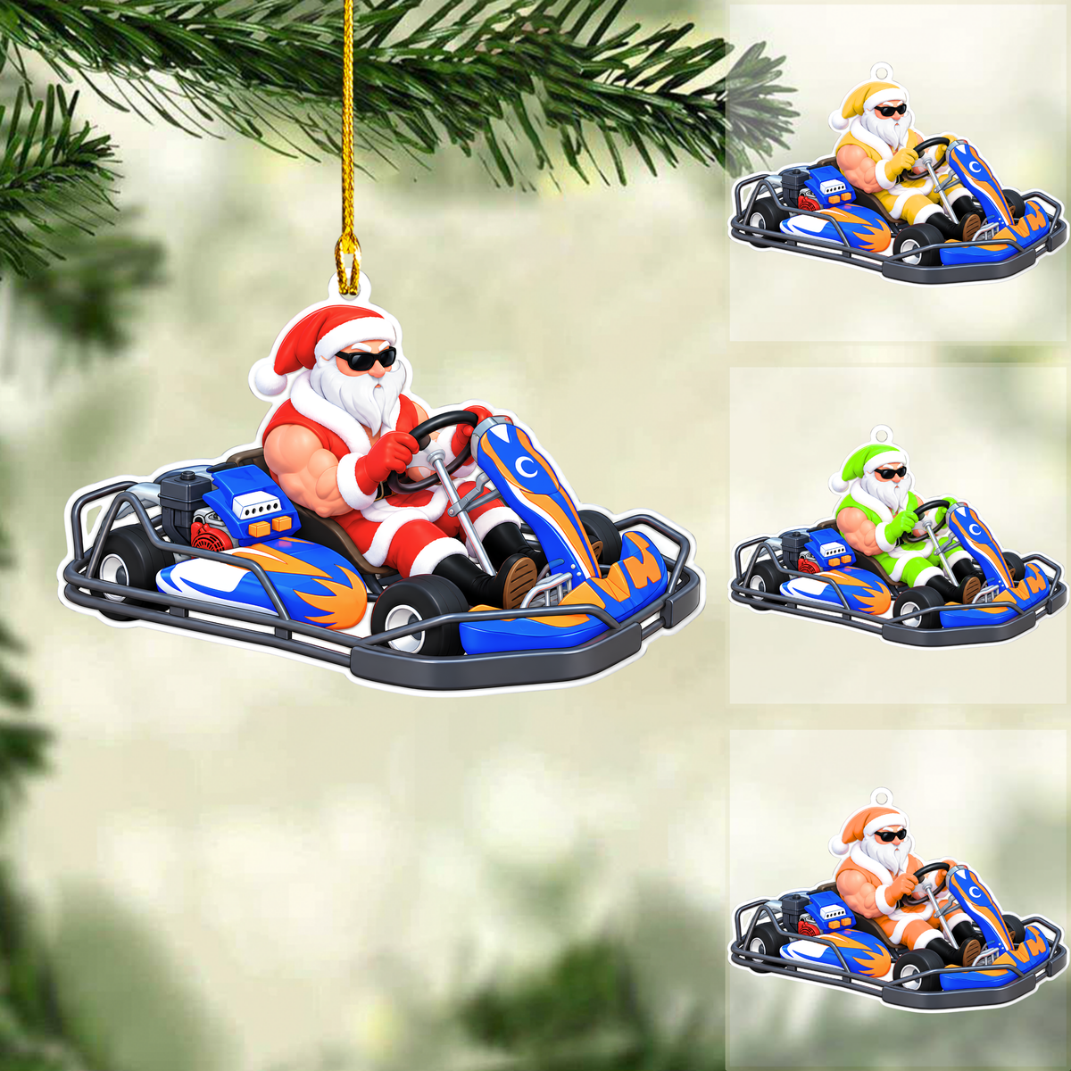 Personalized Go Kart Christmas Ornament,Santa Go Kart, Custom Ornament Christmas Gift, Keychain Go Kart, Car Ornament Go Kart