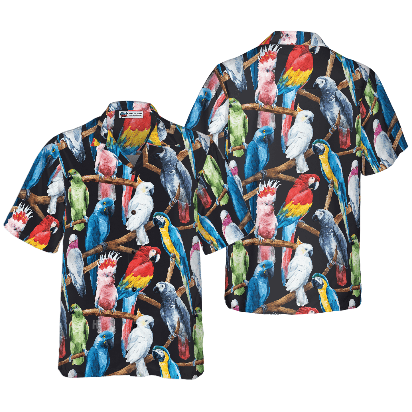 Exotic Parrots & Plant Leaves Hawaiian Shirt, Colorful Summer Aloha Shirts For Men Women, Perfect Gift For Husband, Wife, Boyfriend, Friend - Amzanimalsgift