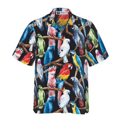 Exotic Parrots & Plant Leaves Hawaiian Shirt, Colorful Summer Aloha Shirts For Men Women, Perfect Gift For Husband, Wife, Boyfriend, Friend - Amzanimalsgift