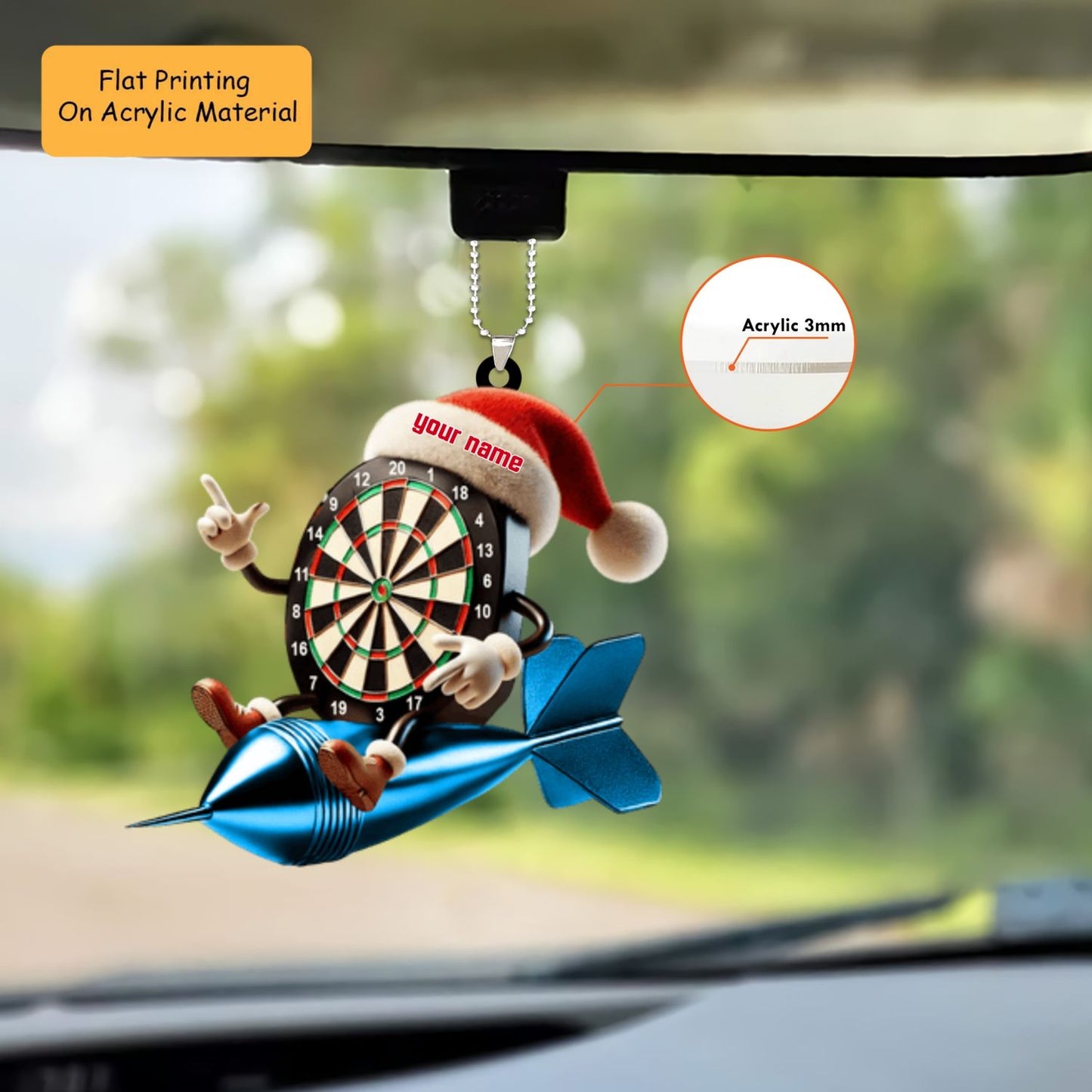 Personalized Dart Pins Acrylic Ornament, Bowling Keychain, Car Ornament, Christmas Ornament Gifts