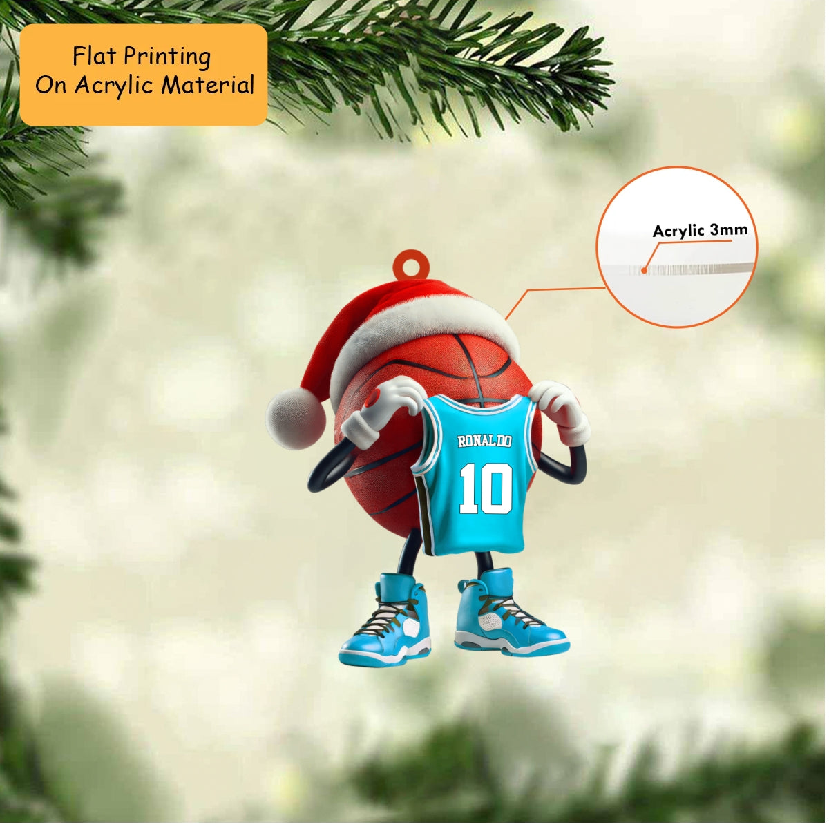 Personalized Basketball Christmas Ornament, Mascot Holding Jersey, Custom Ornament Christmas Gift, Keychain Bowling, Car Ornament Bowling