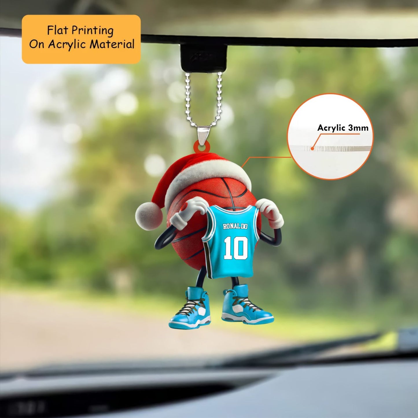 Personalized Basketball Christmas Ornament, Mascot Holding Jersey, Custom Ornament Christmas Gift, Keychain Bowling, Car Ornament Bowling