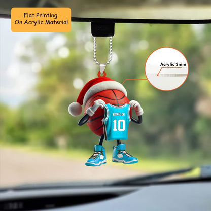 Personalized Basketball Christmas Ornament, Mascot Holding Jersey, Custom Ornament Christmas Gift, Keychain Bowling, Car Ornament Bowling