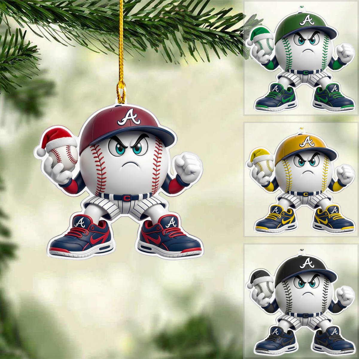 Personalized Baseball Christmas Ornament, Angry Ball Baseball, Custom Ornament Christmas Gift, Keychain Baseball, Car Ornament Baseball