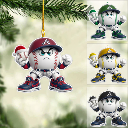 Personalized Baseball Christmas Ornament, Angry Ball Baseball, Custom Ornament Christmas Gift, Keychain Baseball, Car Ornament Baseball