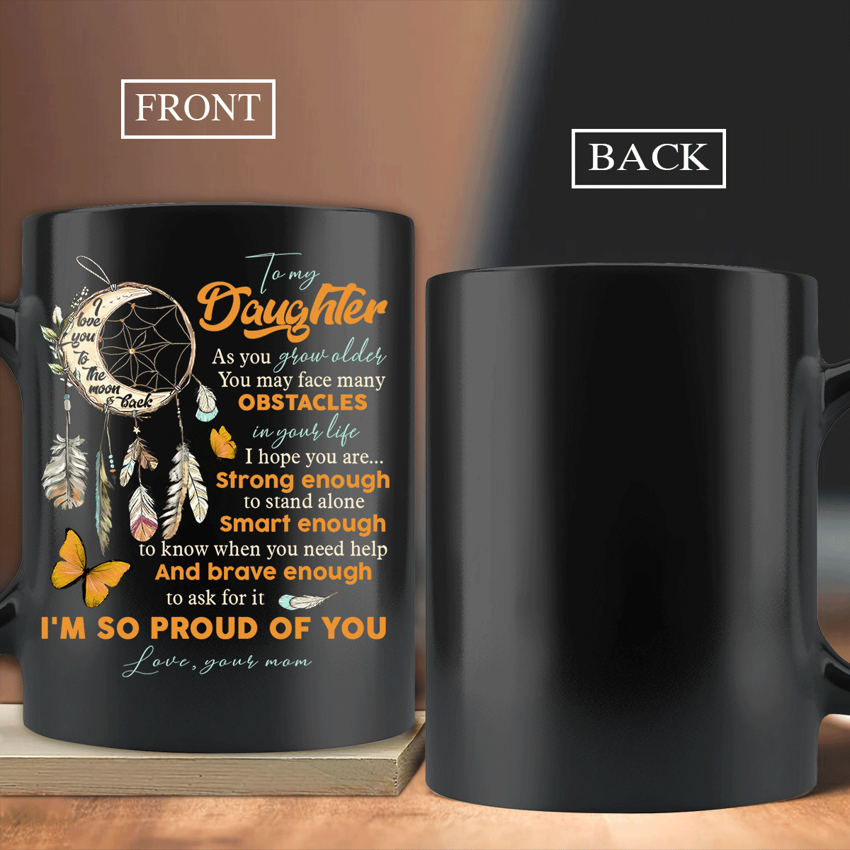 Family Black Mug, Daughter And Mom Mug - Gifts For Daughter From Mom - Mom To Daughter, Dreamcatcher, I'm So Proud Of You Mug - Amzanimalsgift