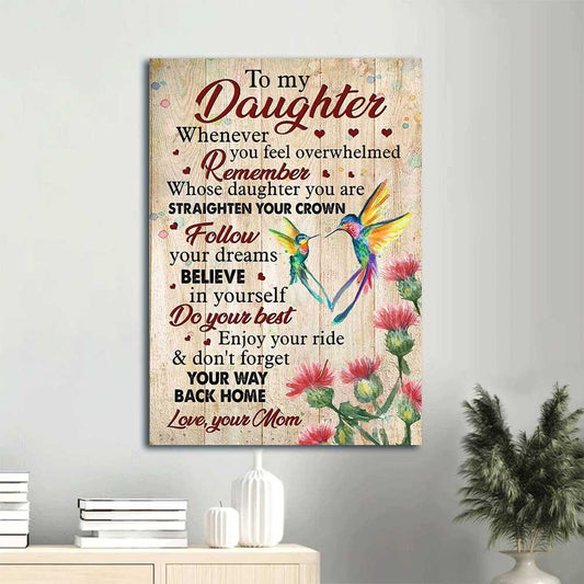 Family Landscape Canvas - Mom to daughter, Colorful hummingbird canvas- Don't forget your way back home Gift for Daughter- Family Portrait Canvas Prints - Amzanimalsgift