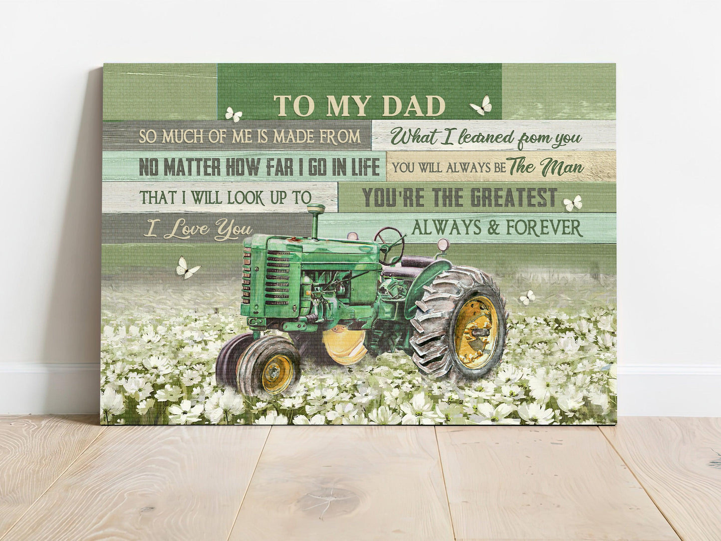 Family Premium Wrapped Landscape Canvas - Son To Dad, Old Tractor, White Flower Field, I Love You Always And Forever - Gift For Dad, Father's Day Gift - Amzanimalsgift