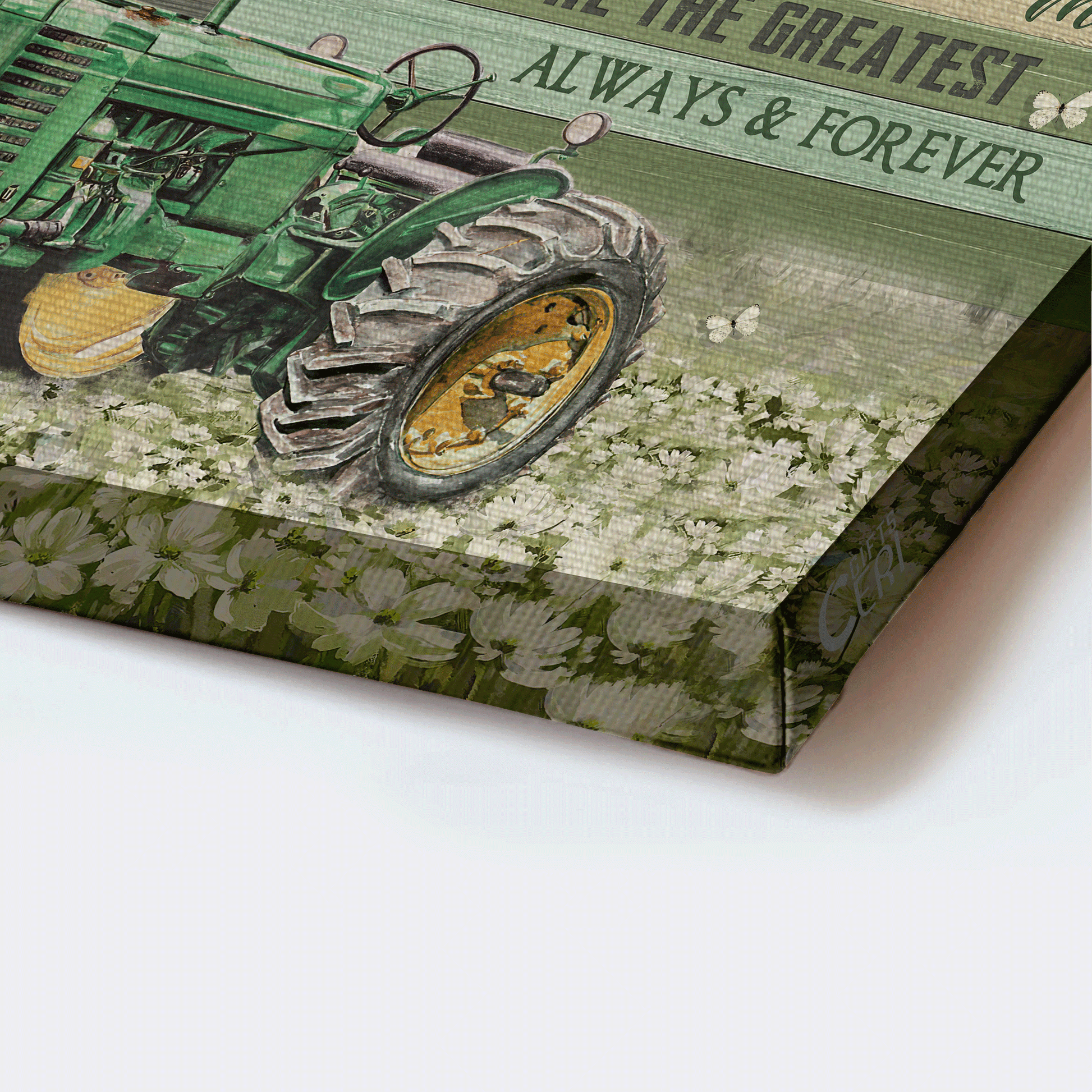 Family Premium Wrapped Landscape Canvas - Son To Dad, Old Tractor, White Flower Field, I Love You Always And Forever - Gift For Dad, Father's Day Gift - Amzanimalsgift